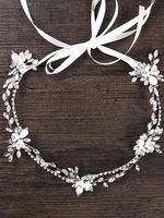 Silberhochzeit Kopfschmuck Strass Blumen Stirnband für die Braut