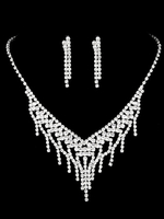Silberhochzeit Schmuck Silber Strass Halskette Mit Ohrringen