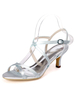 Silberhochzeitsschuhe Satin Open Toe Criss Cross Kätzchenabsatz Brautschuhe Brautjungfernschuhe