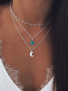 Silberkette Halskette geschichtet Crescent Moon Anhänger Halskette Boho Frauen Schmuck