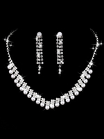 Silberkette Set Hochzeit Perlen Strass Perlen Brautschmuck Set