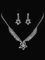 Silberkette Set Hochzeit Strass Perlen Sterne Brautschmuck Set