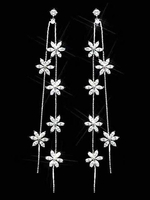 Silberne Anweisung Ohrringe Blume baumeln Ohrringe lineare Tropfen Ohrringe