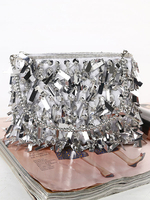 Silberne Clutch-Taschen; die Handtasche Pailletten Braut Abend Party Handtaschen Wedding sind