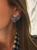 Silberne Feder Ohrstecker Strass Anweisung Ohrring