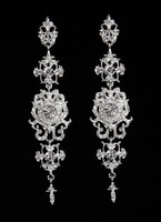 Silberne Hochzeit Ohrringe Legierung Strass Braut Ohrringe