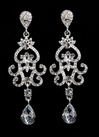 Silberne Hochzeit Ohrringe Strass Ohrhänger Alloy Braut Tropfen
