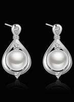 Silberne Hochzeit Ohrringe Strass Perlen Braut Ohrringe