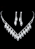 Silberne Hochzeit Schmuck Set Braut Strass durchbohrt Runde brillant Ohrringe und Halskette