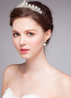 Silberne Hochzeit Tiara Perle Legierung Charme Braut Haarschmuck