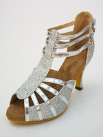 Silberne Tanzschuhe Glitter Peep Toe ausgeschnitten Latin Dancing Schuhe Frauen Ballroom Schuhe