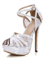 Silbernen Plattform Abend & Braut Sandalen für Damen