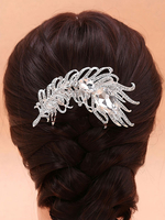 Silberner Kamm Hochzeit Kopfschmuck Federn Braut Haarschmuck