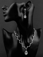 Silberschmuck Set Hochzeit Ohrringe Halskette winkte Braut Accessoires
