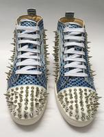 Skate Schuhe Herren Spike Schuhe flach Two Tone Runde Zehe Casual Schnürschuhe blau