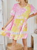 Skater Kleider Jewel Neck Ärmelloses ausgeschnittenes bedrucktes Tie Dye Casual Fit und Flare Kleid