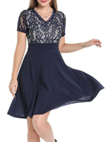 Skater Kleider Kurzarm Lace Fit und Flare Kleid