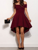Skater Kleider Polyester Bateau Neck Burgund Sexy Kurzarm Ausgestelltes Kleid