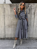 Skater Kleider Turndown Kragen Langarm Knöpfe Übergroße Casual Maxi Fit und Flare Kleid