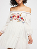 Skaterkleider Bateau Neck Long Sleeves Gestickte Sexy Bohemian Dress Ausgestelltes Kleid