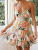 Skaterkleider Ärmelloser Reißverschluss Blumendruck Layered Midi Casual Ausgestelltes Sommerkleid