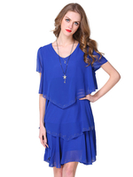 Skaterkleider Sweetheart Neck Short Sleeves Oversized Blau Casual Sommer Ausgestelltes Kleid