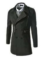 Slim Fit Notch Herren Mantel 2020 Kragen Reißverschluss Taschen Mantel für Männer