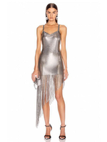 Sliver Club Kleid für Frauen Pailletten Pailletten Ärmelloses rückenfreies Splitter Sexy Bodycon Kleid