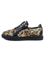 Sneaker aus PU mit Pop-Art Muster und Kunstdiamanten in Schwarzim schicken & modischen Style Pump für Herren Meistgekaufter mit rundem Vorderteil