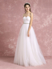Sommer Brautkleider 2020 Boho Backless Brautkleid Liebsten trägerlosen Tüll Perlen eine Linie Maxi Brautkleid