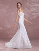 Sommer Brautkleider 2020 Meerjungfrau Spitze Brautkleid Elfenbein Schatz trägerlosen Applique Brautkleid mit Zug