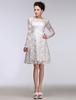 Sommer Brautkleider 2021 kurze Spitze eine Linie lange Ärmel Bateau Brautkleid weiße Schärpe knielangen Brautkleid
