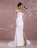 Sommer Brautkleider 2021 Meerjungfrau Beach Strand Brautkleid High Split Sweetheart Perlen gefaltete Spaghetti Strap Brautkleid mit Zug