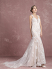 Sommer Brautkleider 2021 Spitze Champagner Straps Meerjungfrau Brautkleid Backless Perlen Ärmellos Kapelle Zug Brautkleid Milanoo