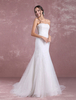 Sommer Brautkleider 2021 Tüll Brautkleid Meerjungfrau Blatt Rebe Perlen trägerlosen Backless Beach Strand Brautkleid mit Kapelle Zug