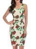 Sommer-Kleid Jewel Ausschnitt gedruckt Blumen Backless Aprikose knielangen Strand-Kleid