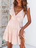 Sommer-Kleid Rüschen Backless Frauen-Strand-Kleid