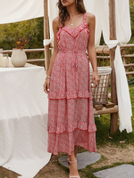 Sommer Maxikleider Ärmellos bedrucktes langes Kleid