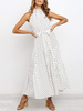 Sommer Maxikleider Ärmelloses Polka Dot Chiffon Langes Kleid