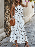 Sommer Maxikleider Ärmelloses Polka Dot Langes Kleid