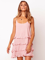 Sommer Slip Dress Damen Rüschen Ärmelloses kurzes Etuikleid