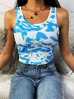 Sommer Tank Top Abbindebatik Ärmel Sommer Tops für Frauen