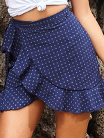 Sommer Wickelrock Rüschen Print Minirock