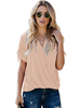 Sommerbluse für Frauen Kurzarm mit V-Ausschnitt; hellem Aprikosen-Polyester-T-Shirt für Frauen