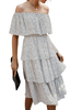 Sommerkleid aus der Schulter Rüschen Baumwolle Tiered Dress