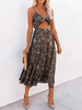 Sommerkleid Ausgeschnittenes geknotetes Slip-Kleid mit Animal-Print