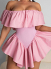 Sommerkleid Bateau Neck Magenta Long Beach Kleid