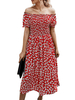 Sommerkleid Bateau Neck Printed Burgund Medium Beach Dress
