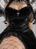 Sommerkleid Black Straps Neck Polyester Beach Dress