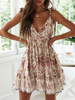 Sommerkleid Blumendruck Backless Cotton Beach Dress